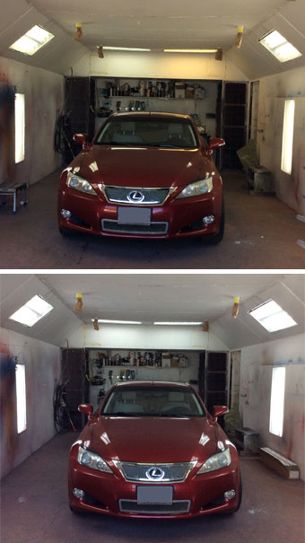 Autobody paint booth before and after Vi-Tek 93 Plus