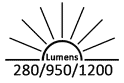 280 / 950 / 1,200 Lumens
