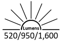 520 / 950 / 1,600 Lumens