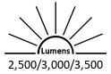 2,500 / 3,000 / 3,500 Lumens