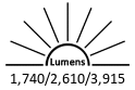 1,740 / 2,610 / 3,915 Lumens