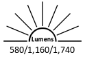 580 / 1,160 / 1,740 Lumens