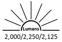 2,000 / 2,250 / 2,125 Lumens