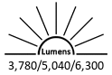 3,780 / 5,040 / 6,300 Lumens