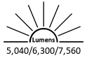 5,040 / 6,300 / 7,560 Lumens