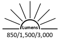850 / 1,500 / 3,000 Lumens