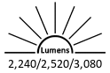 2,240 / 2,520 / 3,080 Lumens