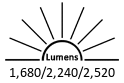 1,680 / 2,240 / 2,520 Lumens
