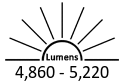 4,860 - 5,220 Lumens<br><small>(At 36 Watts)</small>