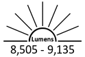 8,505 - 9,135 Lumens<br><small>(At 63 Watts)</small>