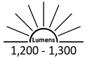 1,200 - 1,300 Lumens