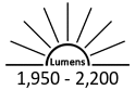 1,950 - 2,200 Lumens
