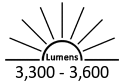 3,300 - 3,600 Lumens
