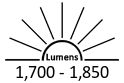 1,700 - 1,850 Lumens