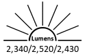 2,340 / 2,520 / 2,430 Lumens