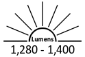 1,280 - 1,400 Lumens