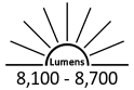 8,100 - 8,700 Lumens<br><small>(At 60 Watts)</small>