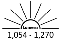 1,054 - 1,270 Lumens