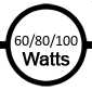 Uses 60 / 80 / 100 watts