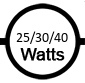 Uses 25 / 30 / 40 watts