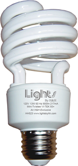 13 Watt - 900 Lumens 6700K - CFL - 10,000 Hour Non-Dimmable H&amp;H Industries