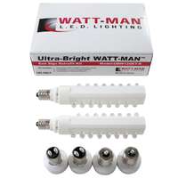 1 Watt - 120V - 2 Pack Red LED Candelabra, Intermediate, or D.C. Bayonet Base WATT-MAN LED Lighting