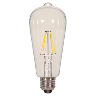 7 Watt - Medium Base 2700K - ST19 Filament LED 80 CRI - Clear - Dimmable Satco Lighting