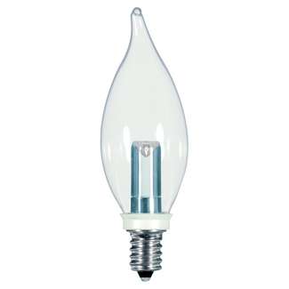 1 Watt - 25 Lumens 2700K - 80 CRI - Clear Wet Rated - Non-Dimmable CA8 LED - Candelabra Base Satco Lighting