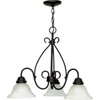 26&quot; - 3 Light - 60W Max Textured Flat Black Finish Arms Down Alabaster Swirl Glass Nuvo Lighting