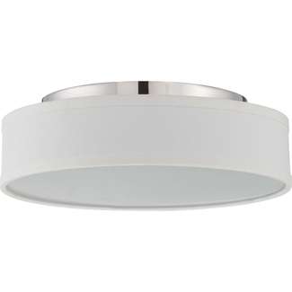 13&quot; - LED - 3000K-2200K 18 Watt - 1,430 Lumens Polished Nickel Finish White Linen Shade Nuvo Lighting