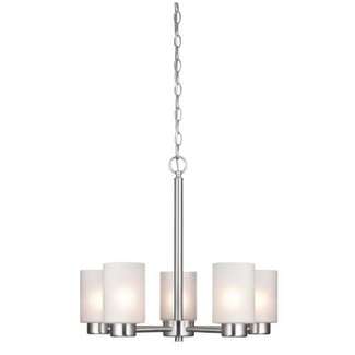 Sylvestre Five-Light Indoor Chandelier Brushed Nickel Finish with Frosted Seeded Glass