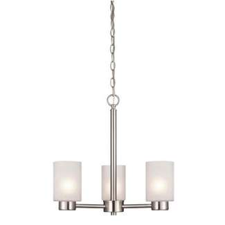Sylvestre Three-Light Indoor Chandelier Brushed Nickel Finish with Frosted Seeded Glass