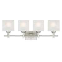 Alexander Four-Light Indoor Wall Fixture Brushed Nickel Finish with Rippled White Glazed Glass