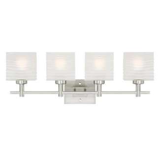Alexander Four-Light Indoor Wall Fixture Brushed Nickel Finish with Rippled White Glazed Glass