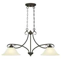 Dunmore Two-Light Indoor Island Pendant Oil Rubbed Bronze Finish with Frosted Glass
