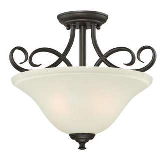 Dunmore Two-Light Indoor Semi-Flush Ceiling Fixture Oil Rubbed Bronze Finish with Frosted Glass