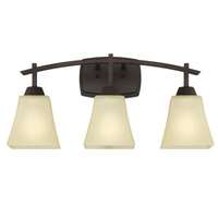 Midori Three-Light Indoor Wall Fixture Oil Rubbed Bronze Finish with Amber Linen Glass