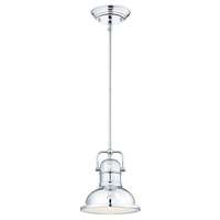 Boswell One-Light LED Pendant Chrome Finish with Frosted Prismatic Acrylic