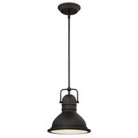 Boswell One-Light LED Pendant Oil Rubbed Bronze Finish with Highlights and Frosted Prismatic Acrylic