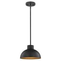 One-Light Indoor Pendant Hammered Oil Rubbed Bronze Finish and Metal Shade with Gold Interior