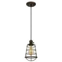 One-Light Mini Pendant with Turn Knob Oil Rubbed Bronze Finish Cage Shade