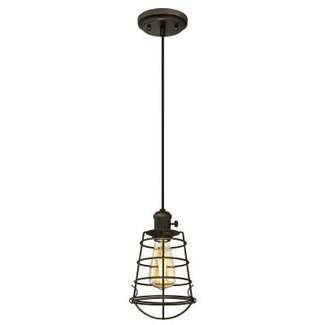 One-Light Mini Pendant with Turn Knob Oil Rubbed Bronze Finish Cage Shade