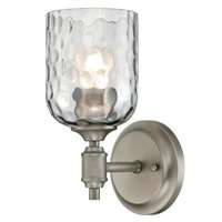 Basset One-Light Indoor Wall Fixture Dark Pewter Finish with Smoke Grey Hammered Glass