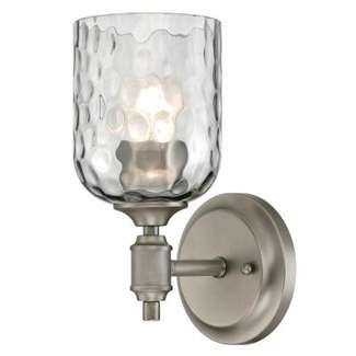 Basset One-Light Indoor Wall Fixture Dark Pewter Finish with Smoke Grey Hammered Glass