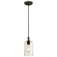 One-Light Indoor Mini Pendant Oil Rubbed Bronze Finish with Clear Textured Glass