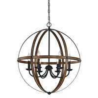 Stella Mira Six-Light Indoor Chandelier Barnwood and Oil Rubbed Bronze Finish