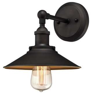Louis One-Light Indoor Wall Fixture Oil Rubbed Bronze Finish and Metallic Bronze Interior