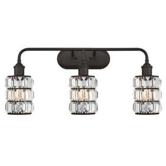 Sophie Three-Light Indoor Wall Fixture Oil Rubbed Bronze Finish with Crystal Prism Glass