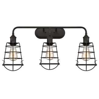 Oliver Three-Light Indoor Wall Fixture Oil Rubbed Bronze Finish with Cage Shades