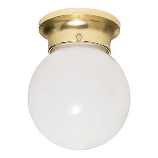 6&quot; - 1 Light - 60W Max Polished Brass Finish White Glass Nuvo Lighting